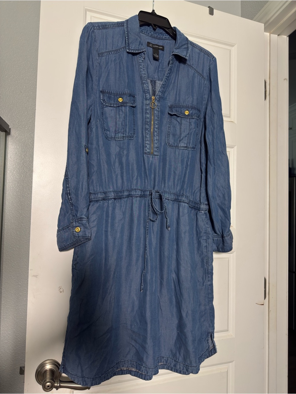 INC International Concepts Blue Denim-Effect Shirt